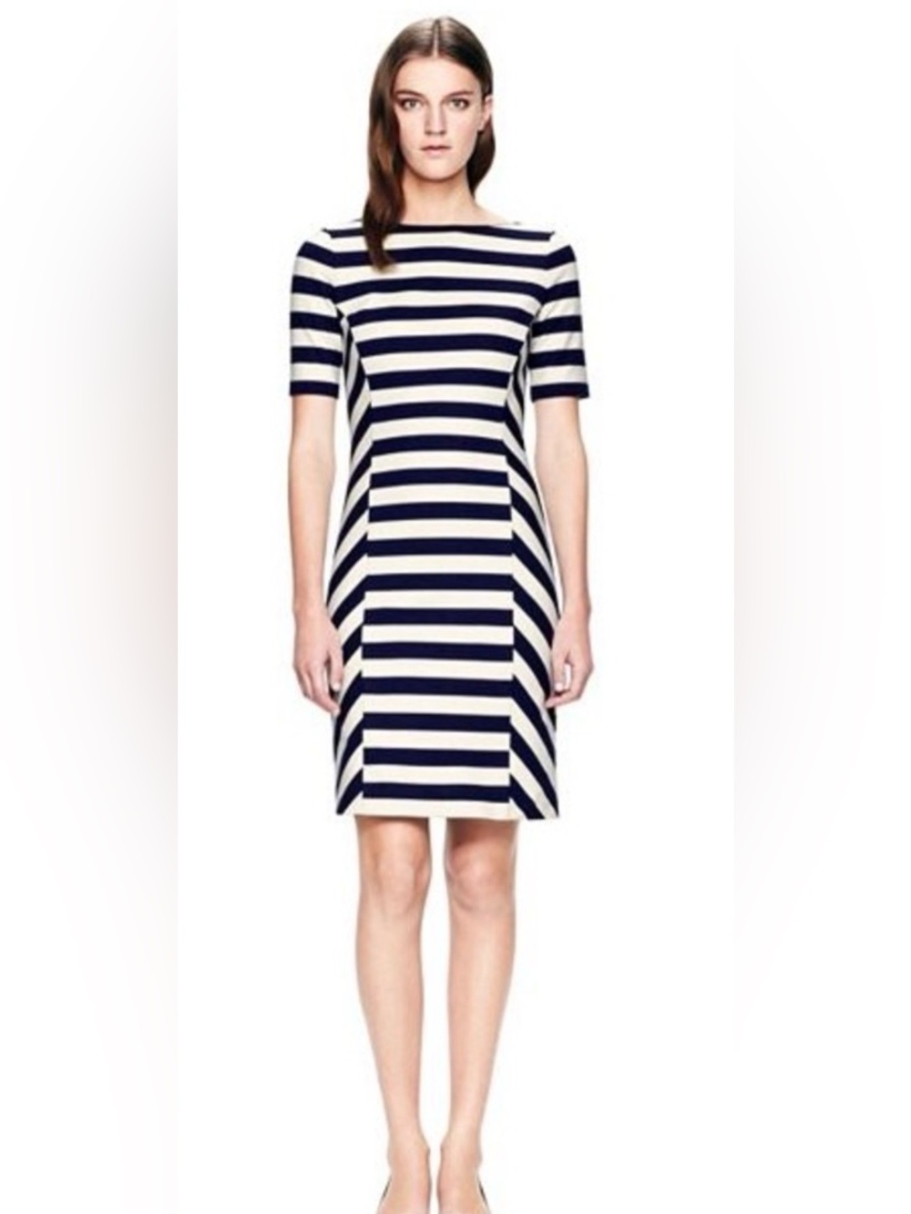 Tory Burch Augusta Navy and White Striped Boatneck Mini Dress, beautiful